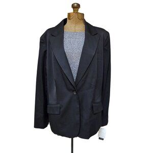 Anne Klein Blazer Womens Size 18W Stretch Black Single Button Lined Jacket NWT